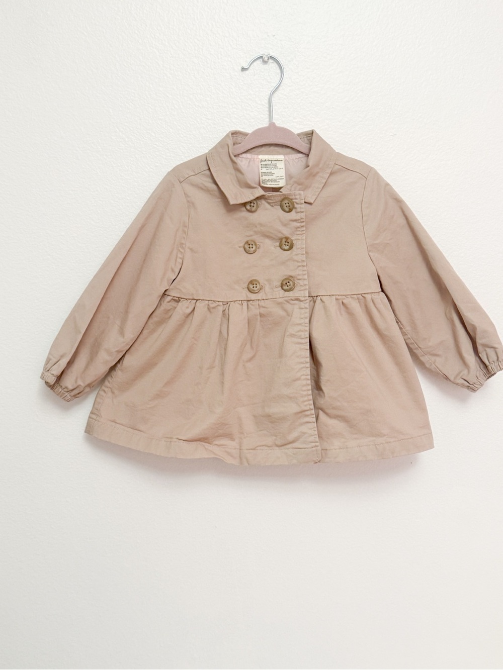 First Impressions Girls' Light Tan Double-Breasted Pea Coat